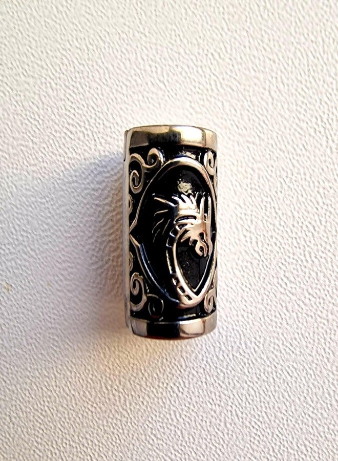 VALHALLA Opening Viking Beard Bead for Men 1pcs, Viking Hair Accessories 8x12x20mm, Dragon, Silver Stainless Steel Large - Image 2